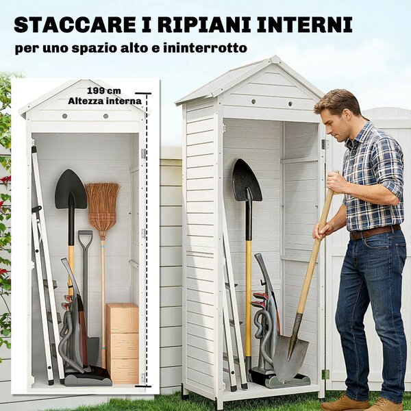 Outsunny Casetta da Giardino in Legno, Ripostiglio con Scaffali Regolabili e Tetto Zincato. | Aosom Italy