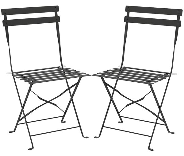 Set 2 Sedie da Giardino Pieghevoli 41x45x80,5 cm con Seduta a Doghe in Metallo Nero