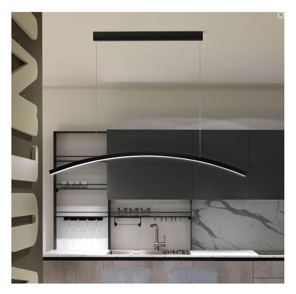 BOW SOSPENSIONE MODERNA AD ARCO LED 30W LUCE 3000K/4000K ALLUMINIO SABBIA,BIANCA O NERA