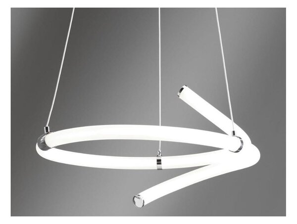 LIGHT LINE SOSPENSIONE MODERNA LED DA 37W DIMMERABILE IN METALLO CROMO E DIFFUSORE BIANCO