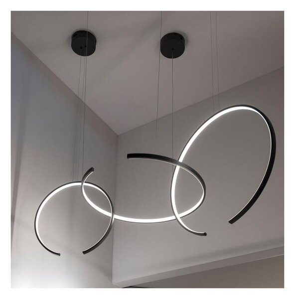 OLYMPIC SOSPENSIONE MODERNA ALLUMINIO BIANCO O NERO LED 80W LUCE 3000K/4000K