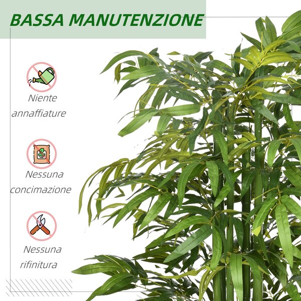 HOMCOM Pianta Artificiale di Bambù, 180 cm Pianta Finta Realistico con Vaso Decorativo per Soggiorno e Camera da Letto, Verde | Aosom Italy