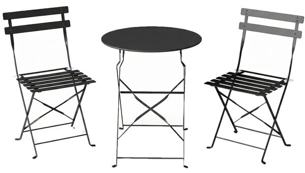 Outsunny Set Bistrò Esterno, Arredo Giardino Pieghevole con Tavolo e 2 Sedie, Nero. | Aosom Italy