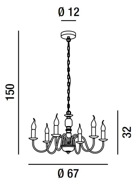 Lampadario classico contemporaneo perenz ducale 6262 b e14 led lampada soffitto metallo - Perenz