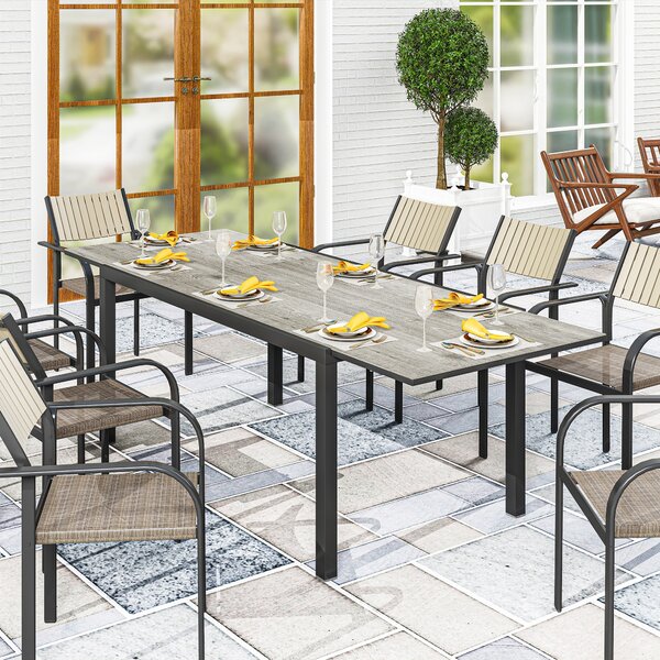 Outsunny Tavolo da giardino allungabile tavolo da esterno 6 - 8 persone bordo in alluminio e struttura in acciaio 160/240 cm grigio | Aosom Italy