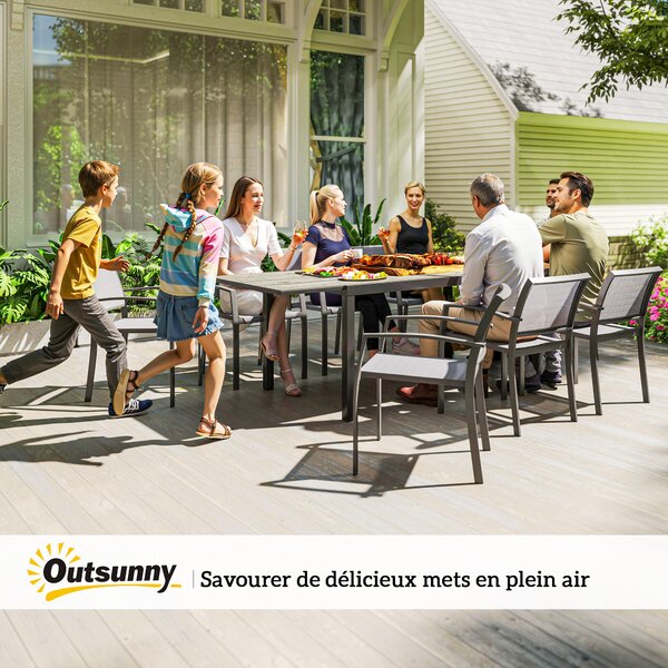 Outsunny Tavolo da giardino allungabile tavolo da esterno 6 - 8 persone bordo in alluminio e struttura in acciaio 160/240 cm grigio | Aosom Italy