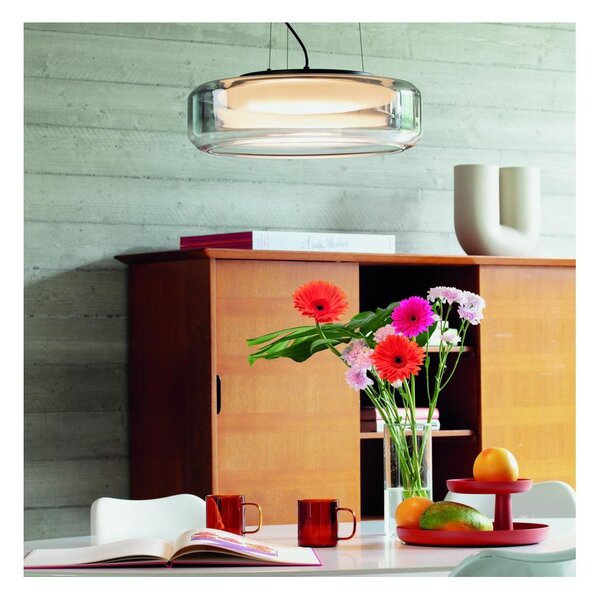 TOPICO SOSPENSIONE IN VETRO FUME LED 28W LUCE 3000K DIAMETRO CM 45 MODERNA