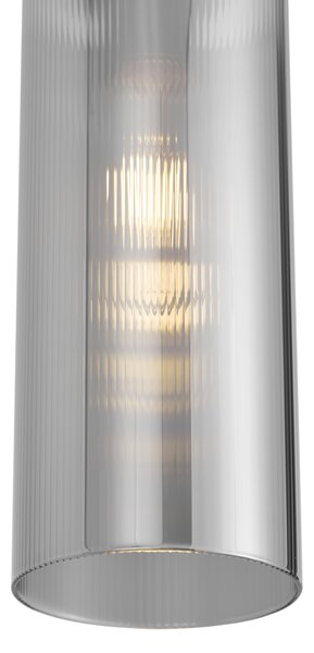 Lampada a sospensione Art Déco Nera con vetro fumé per sistema a binario monofase - Iconic Laura