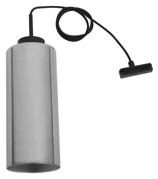 Lampada a sospensione Art Déco Nera con vetro fumé per sistema a binario monofase - Iconic Laura
