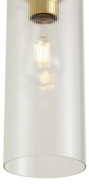 Lampada a sospensione Art Déco oro con vetro trasparente per sistema a binario monofase - Iconic Laura