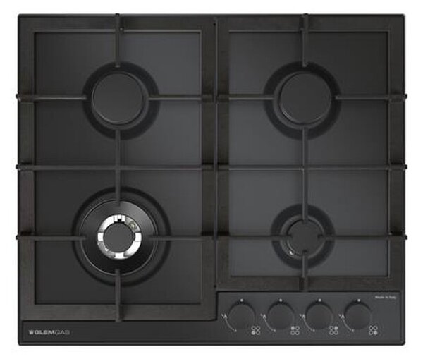 Glem Gas Piano Cottura 4 Fuochi a Gas Larghezza 59 cm Smaltato colore Nero Opaco - GTP64THBK Serie Professional