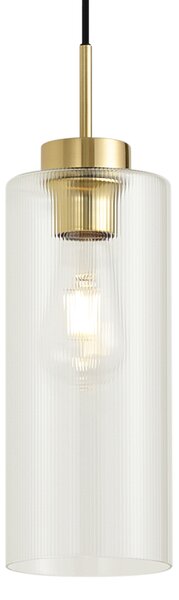 Lampada a sospensione Art Déco oro con vetro trasparente per sistema a binario monofase - Iconic Laura