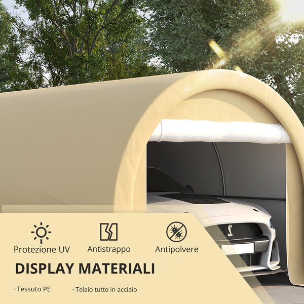 Outsunny Tenda da garage con Porta avvolgibile e pareti laterali rimovibili, Resistente all'acqua e protezione UV UPF 30, 5x3 m, beige | Aosom Italy