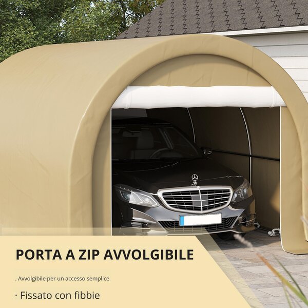 Outsunny Tenda da garage con Porta avvolgibile e pareti laterali rimovibili, Resistente all'acqua e protezione UV UPF 30, 5x3 m, beige | Aosom Italy