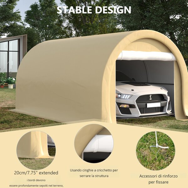 Outsunny Tenda da garage con Porta avvolgibile e pareti laterali rimovibili, Resistente all'acqua e protezione UV UPF 30, 5x3 m, beige | Aosom Italy