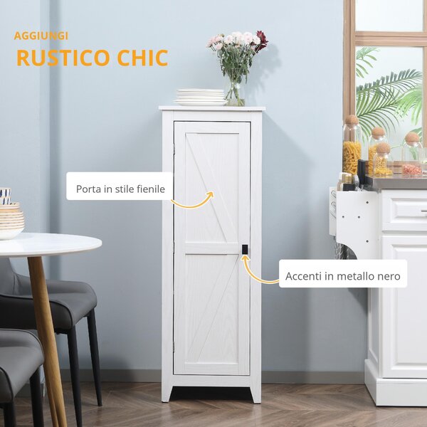 HOMCOM Armadio da Archiviazione buffet per Cucina Mobiletto Alto per Bagno Stile Classico con 3 ripiani regolabili - Altezza 120 cm in Legno Bianco