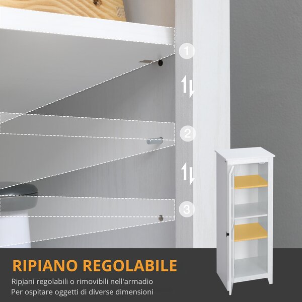 HOMCOM Armadio da Archiviazione buffet per Cucina Mobiletto Alto per Bagno Stile Classico con 3 ripiani regolabili - Altezza 120 cm in Legno Bianco