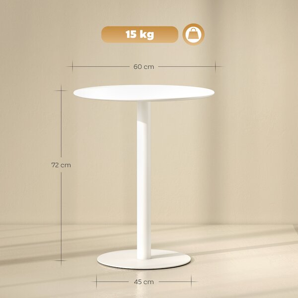 HOMCOM Tavolo da Cucina Rotondo per 2 Persone dal Design Moderno in Acciaio, Ø60x72 cm, Bianco | Aosom Italy