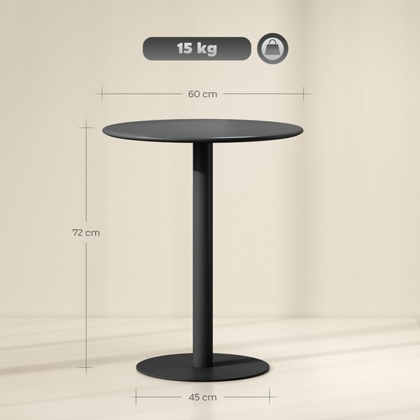 HOMCOM Tavolo da Cucina Rotondo per 2 Persone dal Design Moderno in Acciaio, Ø60x72 cm, Nero | Aosom Italy