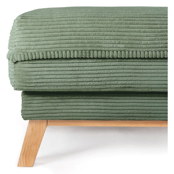 Poggiapiedi in verde chiaro con rivestimento in velluto a coste Tori – Bonami Selection