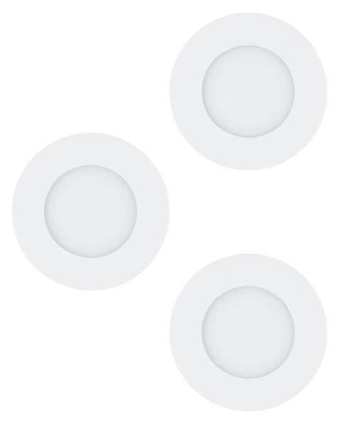 Faretto Ad Incasso Moderno Fueva 1 In Metallo Bianco 3 Luci Led 2,8W 3000K