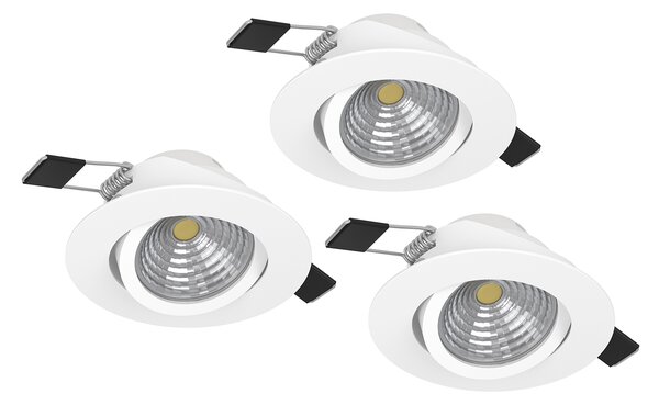 Faretto Ad Incasso Moderno Saliceto In Alluminio Bianco 3 Luci Led 6W 2700K