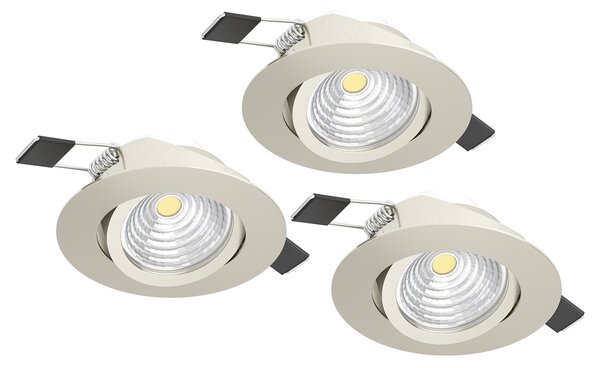 Faretto Ad Incasso Moderno Saliceto In Alluminio Nichel Satinato 3 Luci Led 6W
