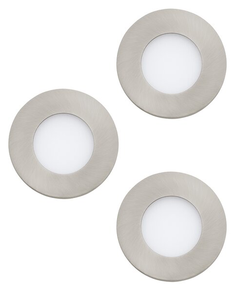 Faretto Ad Incasso Moderno Fueva 1 In Metallo Nichel Satinato 3 Luci Led 2,8W