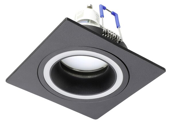 Faretto Ad Incasso Moderno Carosso Alluminio Nero 1 Luce Gu10 35W