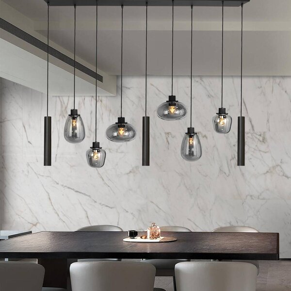 Steinhauer Lampada a sospensione in vetro Reflexion, dimmerabile, Nero, Soggiorno / Sala da pranzo, Vetro, Lampada a sospensione