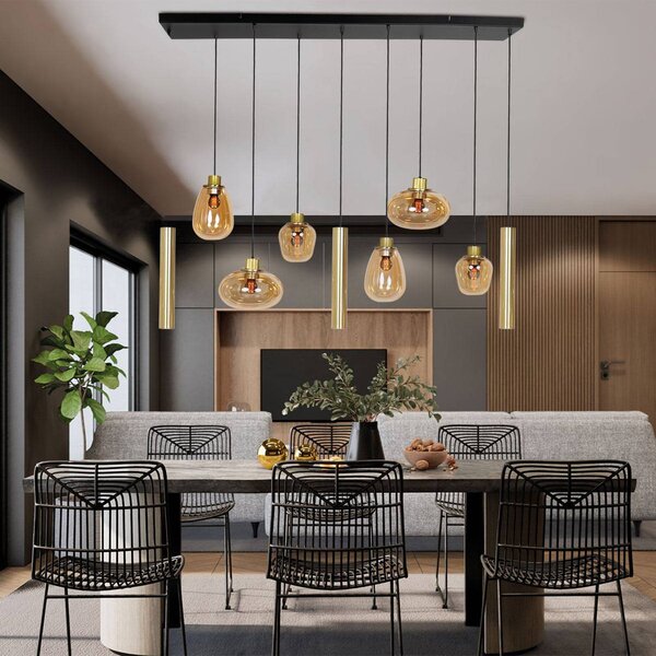 Steinhauer Lampada a sospensione in vetro Reflexion, dimmerabile, Ottone / Oro, Soggiorno / Sala da pranzo, Vetro, Lampada a sospensione
