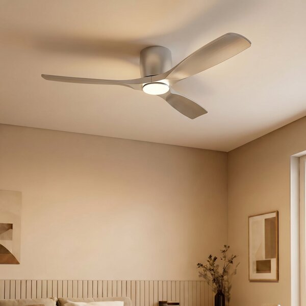 Ventilatore da soffitto Moneno Smart LED, argento, CC, dimmerabile, CCT - Lucande, Moneno, dimmerabile, Metallizzato, Soggiorno, Metallo, Moderno