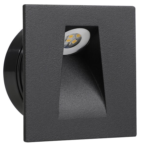 Faretto Ad Incasso Moderno Mecinos In Acciaio Nero Led Integrato 2W 3000K