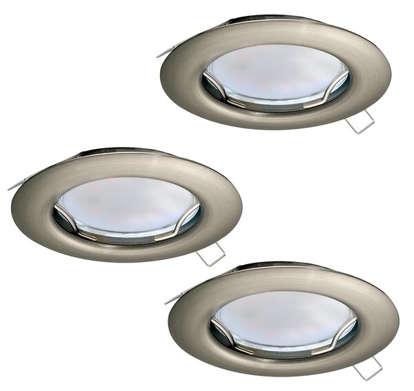 Faretto Ad Incasso Moderno Peneto In Acciaio Nichel Satinato 3 Luci Gu10 2,8W