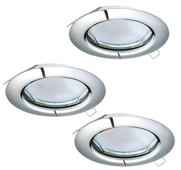 Faretto Ad Incasso Moderno Peneto In Acciaio Cromo 3 Luci Gu10 2,8W