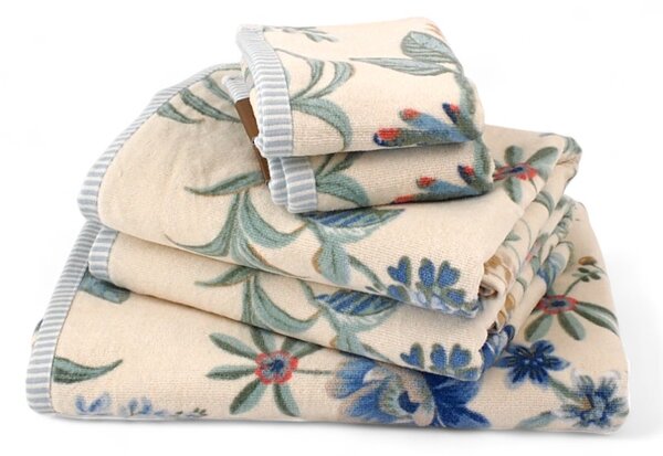 SET asciugamano 5 pezzi PIP STUDIO Art. Secret Garden Towel Col. WhiteBlu