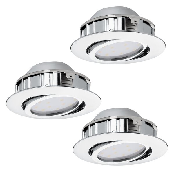 Faretto Ad Incasso Contemporaneo Pineda Policarbonato Cromo 3 Luci Led 4,9W