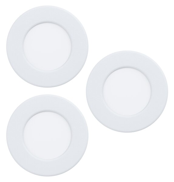 Faretto Ad Incasso Moderno Fueva 5 In Acciaio Bianco 3 Luci Led 2,7W 3000K