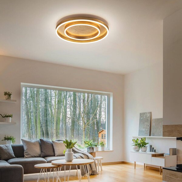Helestra Plafoniera a LED Sona, dimmerabile, Ottone / Oro, Corridoio, Metallo, Moderno, Plafoniera LED