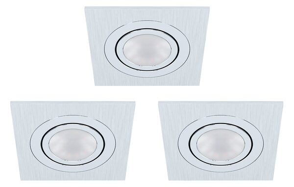 Faretto Ad Incasso Contemporaneo Areitio Alluminio Spazzolato 3 Luci Gu10 4,6W