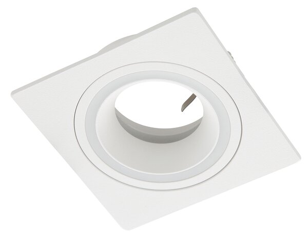 Faretto Ad Incasso Moderno Carosso In Alluminio Bianco 1 Luce Gu10 35W Ip20