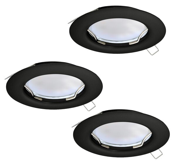 Faretto Ad Incasso Moderno Peneto In Acciaio Nero 3 Luci Gu10 2,8W