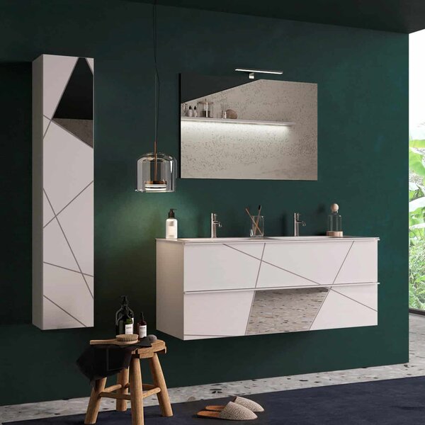 Mobile Bagno Sospeso 100 cm Noce Scuro con Specchio Contenitore Soft -  Spazio