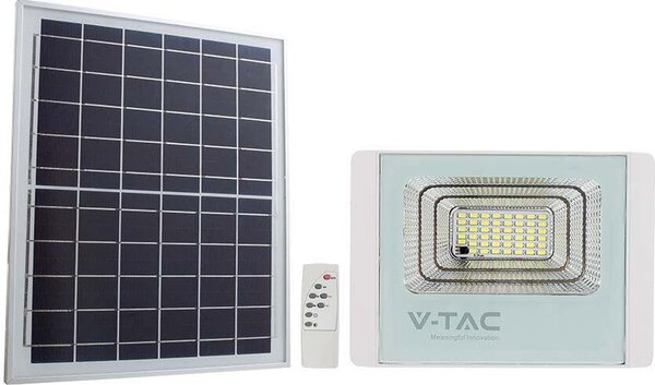 V-TAC 20W faro led 20W con pannello solare e telecomando, batteria sostituibile 6400K bianco - 10409