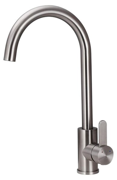 Aquanello Miscelatore da cucina monocomando in acciaio inossidabile, modello SS-1002-FM, con forma massiccia e beccuccio rotondo