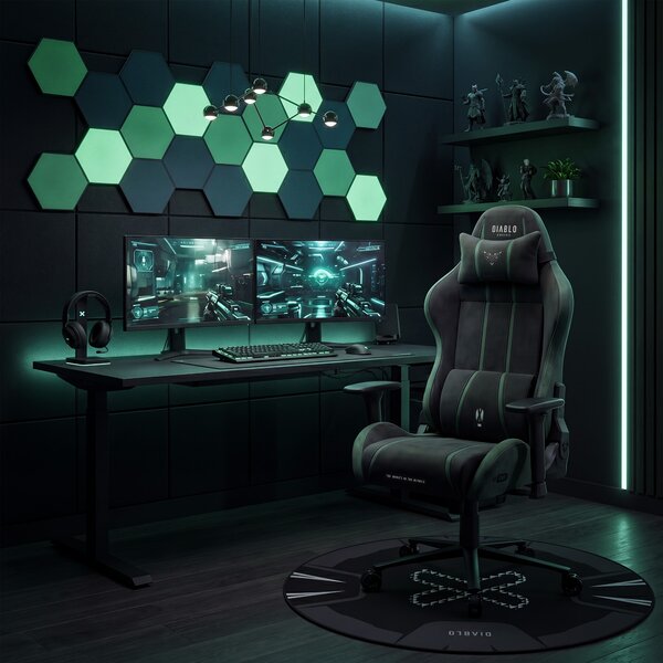 Sedia gaming in tessuto nero-verde Diablo X-One 2.0 Forest Green King