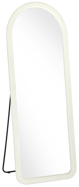 HOMCOM Specchio Intero 160x60 Cm, Ad Arco, Da Terra O Parete, Cornice Flanella, Bianco Crema | Aosom Italy