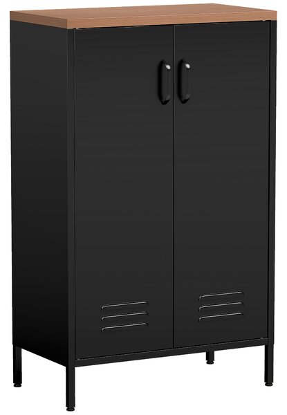 HOMCOM Credenza in Metallo con 2 Ante e Ripiano Regolabile, per Soggiorno/Studio, Nero | Aosom Italy