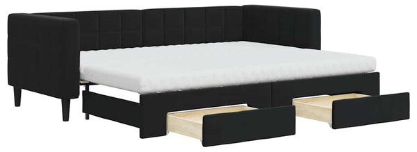 VidaXL Divano letto estraibile con cassetti Nero 80x200 cm Velluto