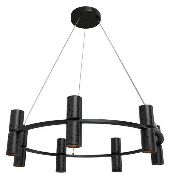 Lampadario Circolare a Sospensione 14xGU11 in Pietra Nera